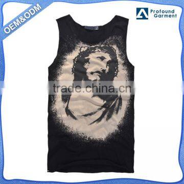 OEM fashion baggy printed cheap tank top men gym vest wholesale