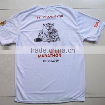 100%polyester micro mesh t-shirt ,wildlife marathon t-shirt with tiger printing