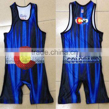 Top Quality Black State Cheap Wrestling Singlets for Sale photo-3