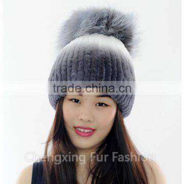 CX-C-02E 2016 Newest Knitted Hat Rex Rabbit Fur Woman Hat photo-3