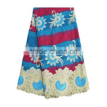 Bestway Wholesale African Embroidered Wax Printed Fabrics With Guipure