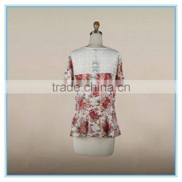 Wholesale Ladies Floral Picture Printed Design Lace Blouse With Embroidery photo-2