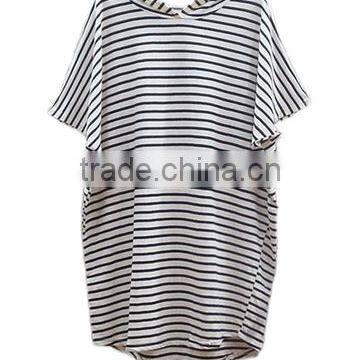 Oversize Hooded Striped T Shirt Wholesale Women OEM Service photo-3