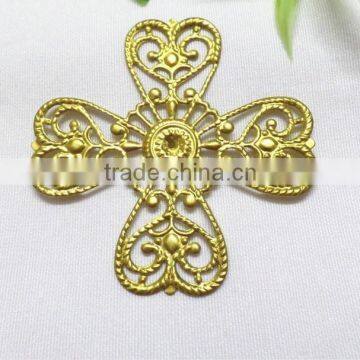 religious jewelry finding brass flower cross jewelry accessories hollow out metal cross garment accessories