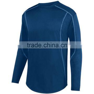 Youth Style Pullover Mens Train Shirts Long Sleeve Curved Bottom 100% Polyester Wicking Fleece Material photo-3