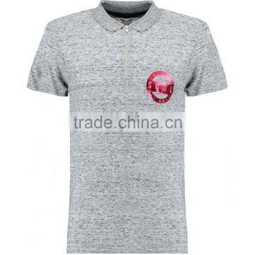 MGOO High Quality 100% Cotton Fabric Grey Stepped Hem Polo Shirts Zip Up Mens Shirts photo-2