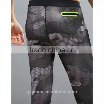 Factory Price Wholesale Men SPORT Running Tights In Black Camo photo-2