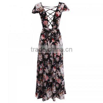 2017 One-piece Dress Deep V Lastest Dress Designs photo-4