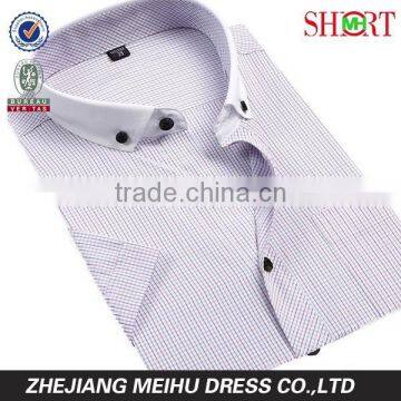 contrast color short sleeve button down casual shirt