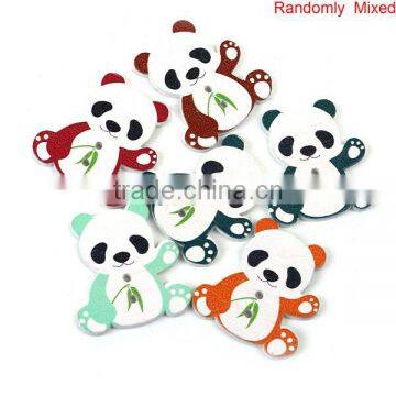 Wood Sewing Buttons Scrapbooking 2 Holes Panda Animal At Random photo-3