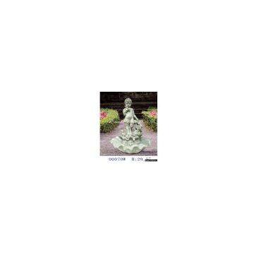 Poly Resin Angel With Bird Fountain In Painting Color