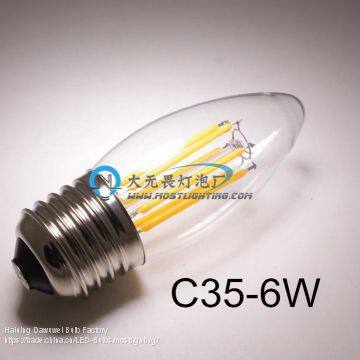 E27 C35 LED Filament Candle Bulb 6W photo-2