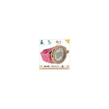 2013 newest beautiful diamonds japan movement silicone quartz ladies watches