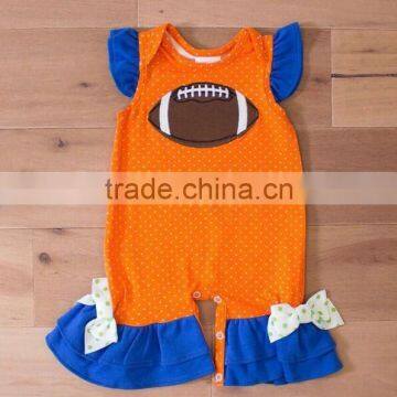 adorable rugby embroidery fall baby boutique romper