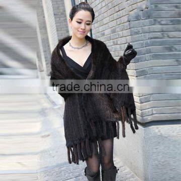 SJ701-01 Hot Sale Black Brown 100% Real Mink Fur Scarf