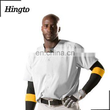 High quality oversize full buttonsplain baseball jersey / blank baseball jersey wholesale white black grey color