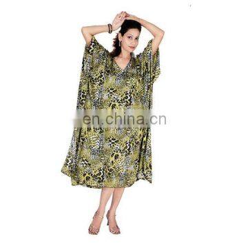 Satin Blend V Neck Kaftan