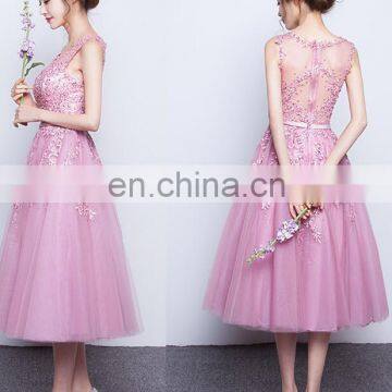 2016 design for mesh lace beaded women party dresses / flared wedding dress wholesale OEM