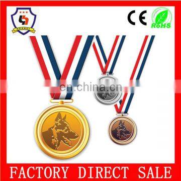 3D dog gold,sliver,copper metal medal with ribbon for Dog Game (HH-medal-010)