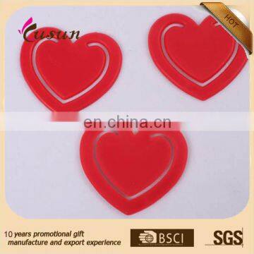 BSCI Promotional High quality customized plastic heart bookmark paper clip for kids