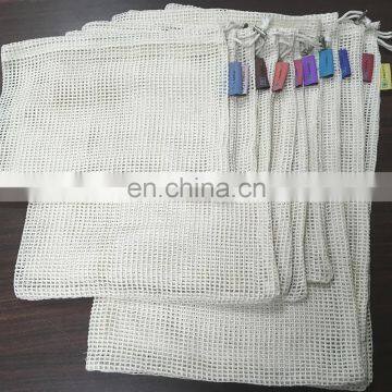 Eco mesh grocery produce bag with metal fastener vegetable fruits storage bags