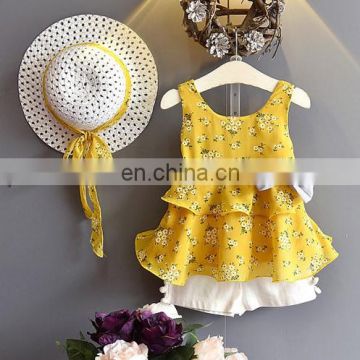 Boutique Little Baby Girls Clothing Sets Floral Bowknot Set for Children Girl