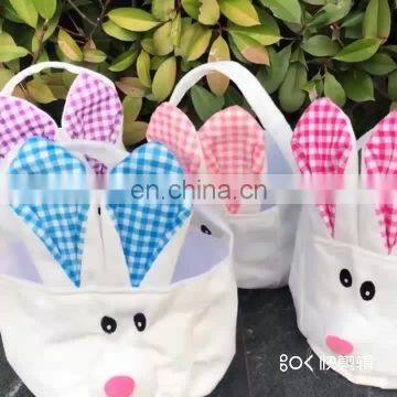 Cute  Bunny  Plush  Easter basket  Rabbit face printed Various Colors   Bunny Bag  for Easter Day Easter Bunny Bucket