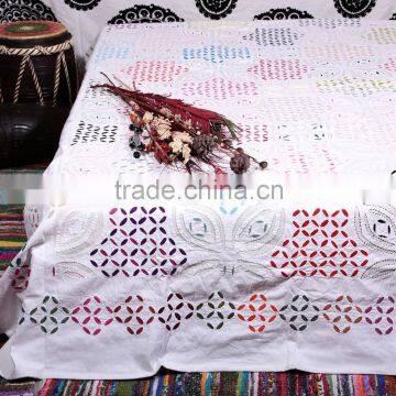 Indian Cotton Bedspread Throw Cutwork Gudari Ralli Home Decorative Handstiched Kantha Quilt