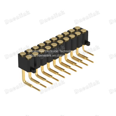 Dnenlink 2.54mm Pitch Dual Row H4.0mm Plane Contact Right Angle Female Header DIP Type PogoPin Header With Peg photo-4