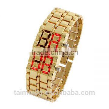 New products lava style iron samurai red light metal led watch