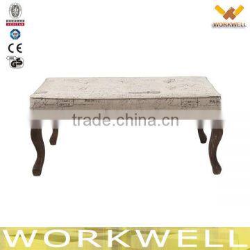 WorkWell comfortable living room furniture Linen mixed fabric Birch Wood lounge ottoman Kw-D4214