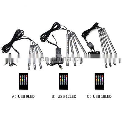 Wholesaler Led Car Foot Ambient Light With USB Cigarette Lighter Backlight RGB Auto Interior Decorative Atmosphere Lights photo-5