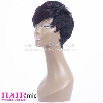 Short Wig With Long Bangs Natrual Color Full Lace Human Hair Wig photo-3