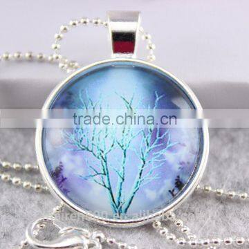 (tree) Time gemstone cabochon charm pendant necklace