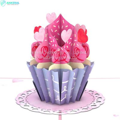 Love Cupcake 3D Folding Card Best Price Perfect Gift Card for Kids on Valentine’s Day