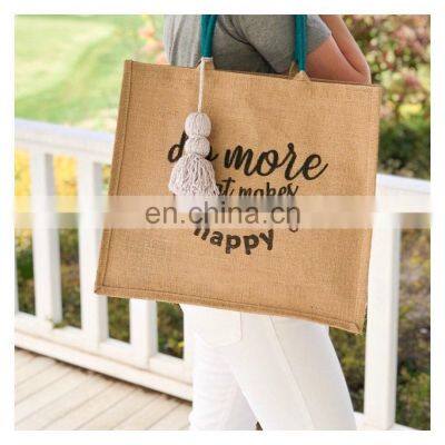 ECO-friendly Custom-Made Jute Carrier Shopping Bag Organic Cotton Tote Jute Bags