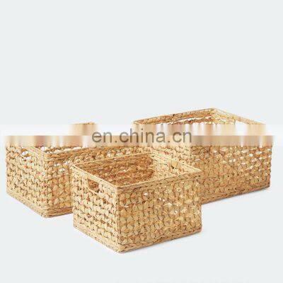 Set Of 3 100% Natural Material Water Hyacinth Storage Basket Orgnization Baskets Wholesale High Quality Vietnam Cheap Wholesale photo-4