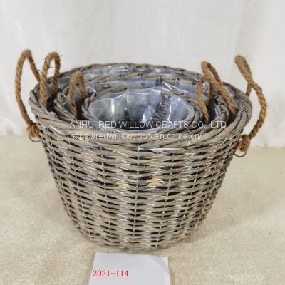 Best Selling Willow Storage Basket flower garden basket with Handles