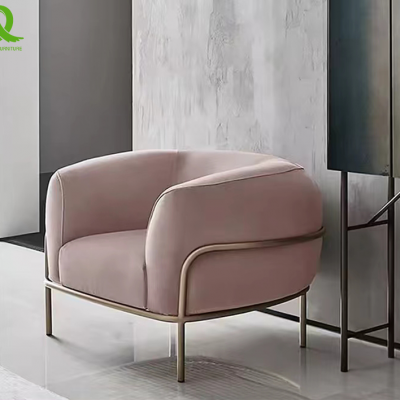 Luxury Fancy Living Room Furniture Gold Pink Velvet Lounge Sofa Leisure Chairs gold legs living room furniture