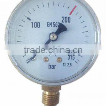 YO63A 63mm acetylene pressure gauge in snap on plastic window