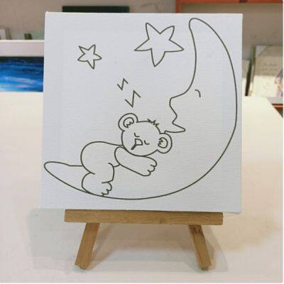 Mini canvas Frame Painting Kit with Drawing for Kids DIY Oil Painting Acrylic Preprinted Stretched Canvas Print