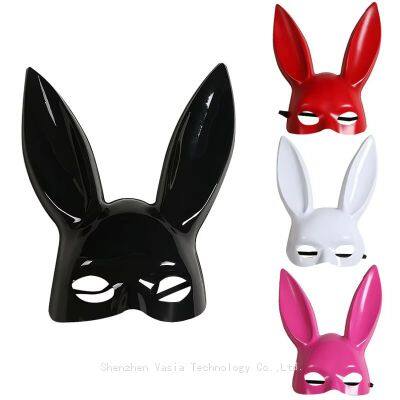 Wholesale Black White Bunny Ear Masks - Half Face for Halloween Masquerade Parties