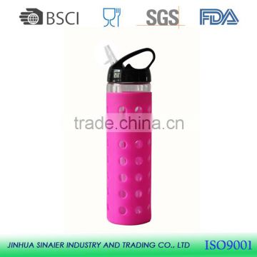 550ml single wall glass tea bottle with straw