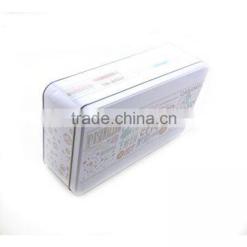 Hinged top tin cans rectangular tin box with high quality