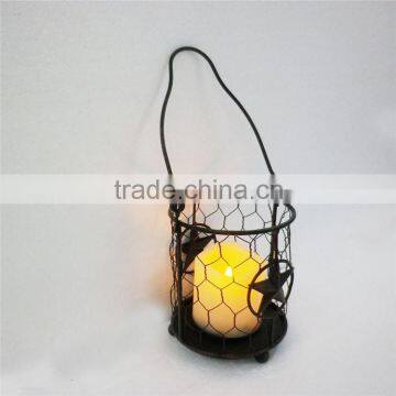 Iron Holiday Candle Lantern,electric Candlestick,polished Brass Holder photo-2