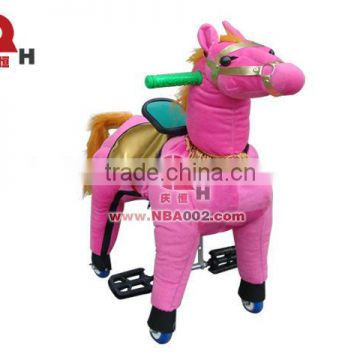 QHKR01 Pink Horse Cheap Mini Kiddies Ride without Electricity