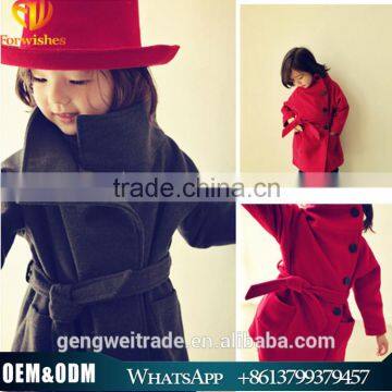 Wholesale Korean Style Children's Winter Coat Single-breasted Woolen Coat for Girls