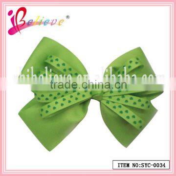 Irish girls favorite hair accessories classical clover ribbon bow hair clip jewelry (SYC-0034)