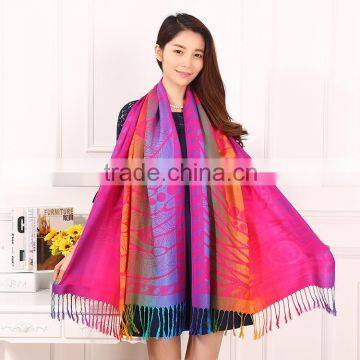 Latest Fashion Women Feather Jacquard Shawl photo-3