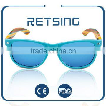 Hot sell personalized plastic bamboo sunglasses with revo lenses